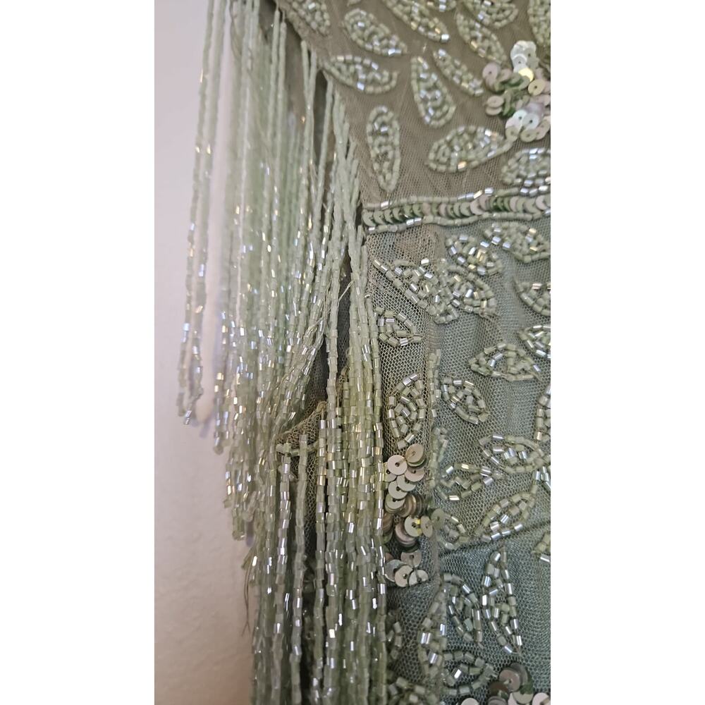 Mac Duggal High Neck Beaded Fringe Fitted Gown Size 10 - Picture 13 of 17